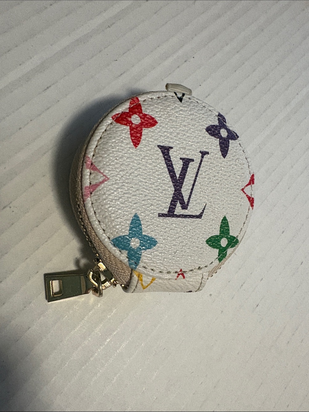 Monogram brand tiny round tote 3” diameter great for earbuds case
